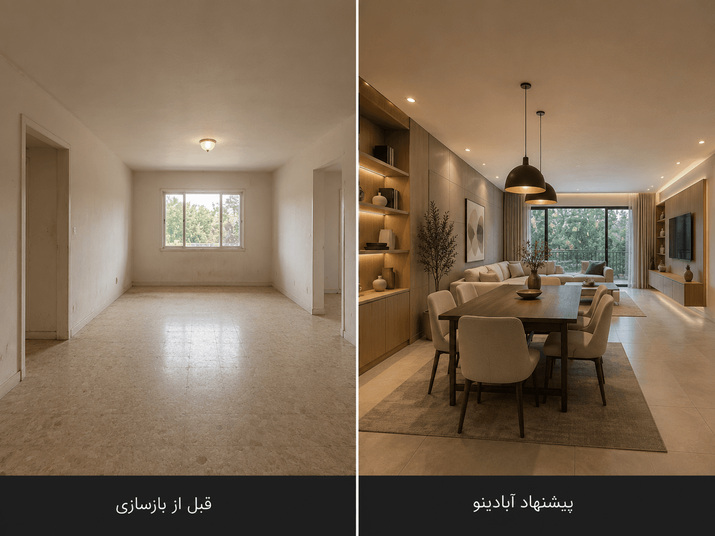 نمای پروژه بازسازی آشپزخانه، تصویر یک